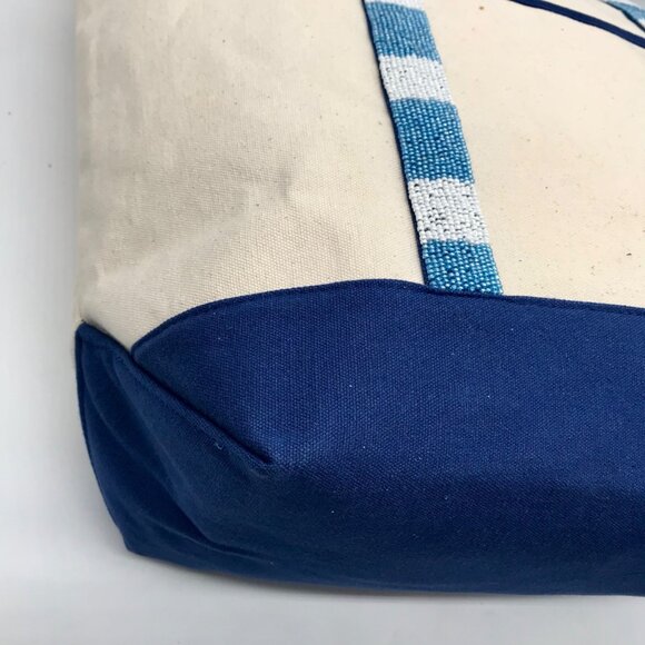 America & Beyond Cream and Blue Beaded Lobster Tote Bag - Picture 9 of 11